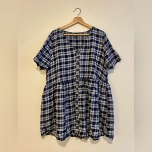 Blue plaid button down Wild Fable mini dress, tunic, shirtdress